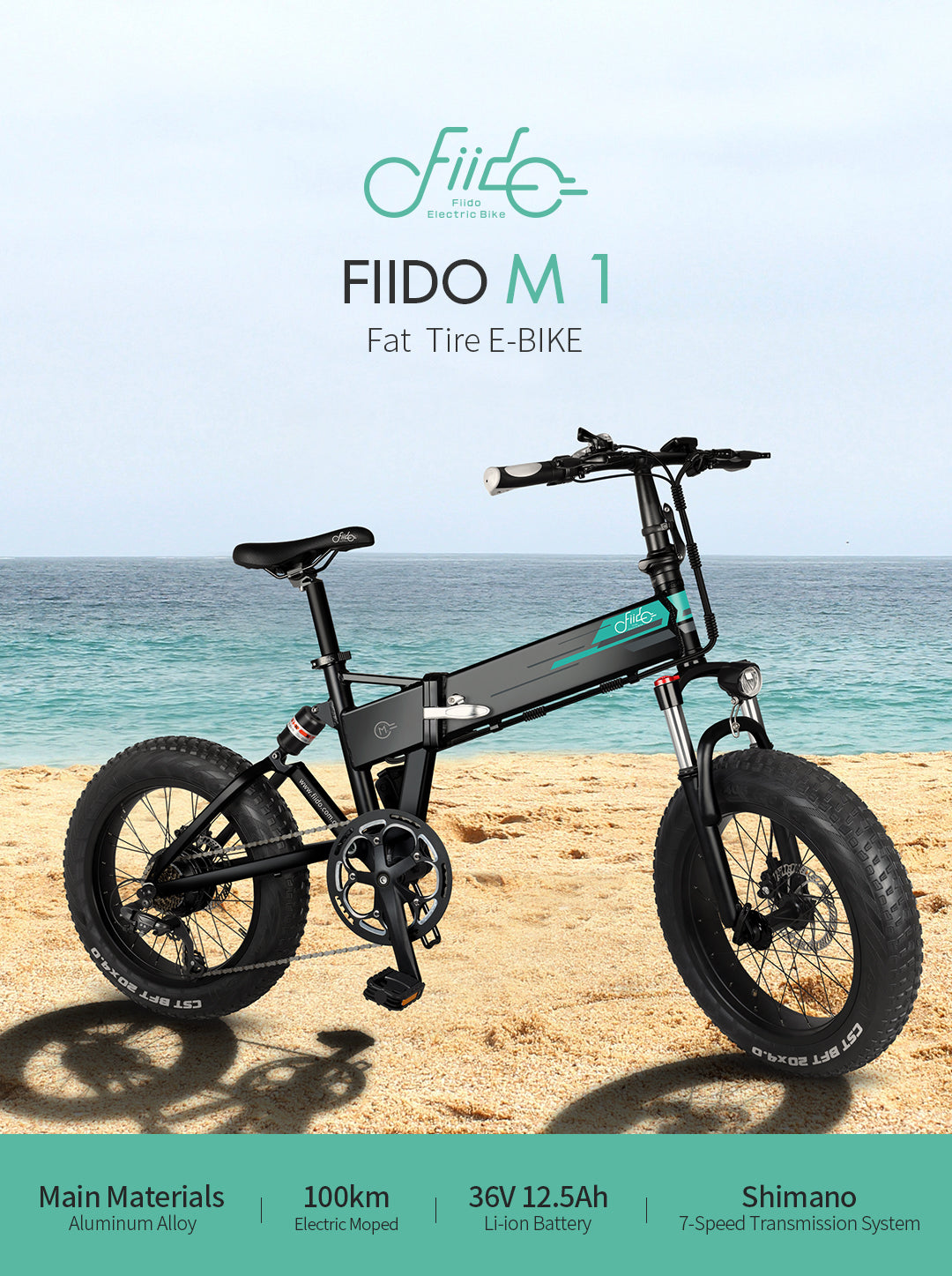 Fiido M1 Folding Electric Bike 20 Inch Fat Tires 250w Motor 7 Speeds S Fiido Ebike