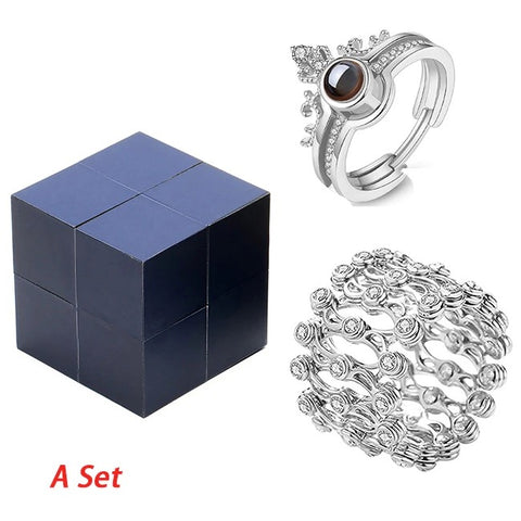SET: 1 Puzzle Box+1 Crown Ring AND 1 free Retractable Bracelet.