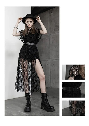 Women's Gothic Casual Full Floral Mesh Dresses