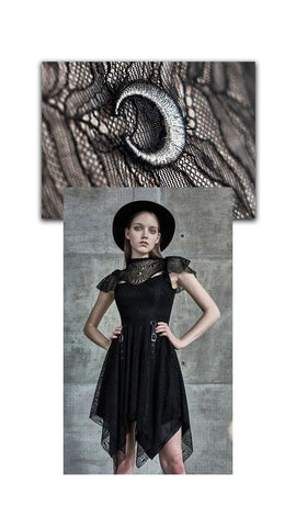 Women's Gorgeous Stand Collar Floral Lace Moon Embroidered Dresses