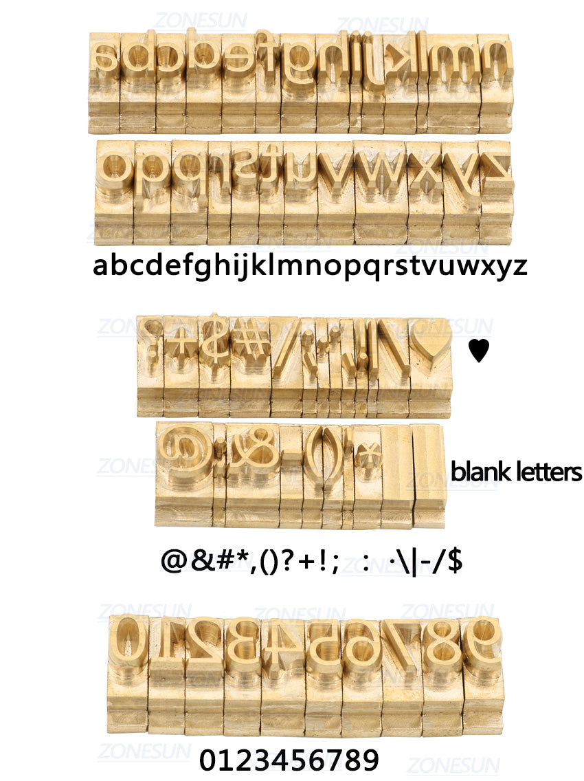 ZONESUN T-slot Brass Letters Stamp For Foil Stamping Leather Wood Plas –  ZONESUN TECHNOLOGY LIMITED