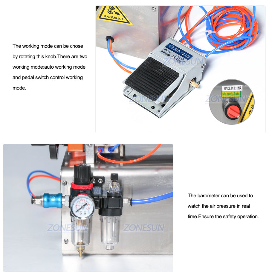 ZONESUN 2 bicos totalmente pneumático máquina de enchimento de líquidos