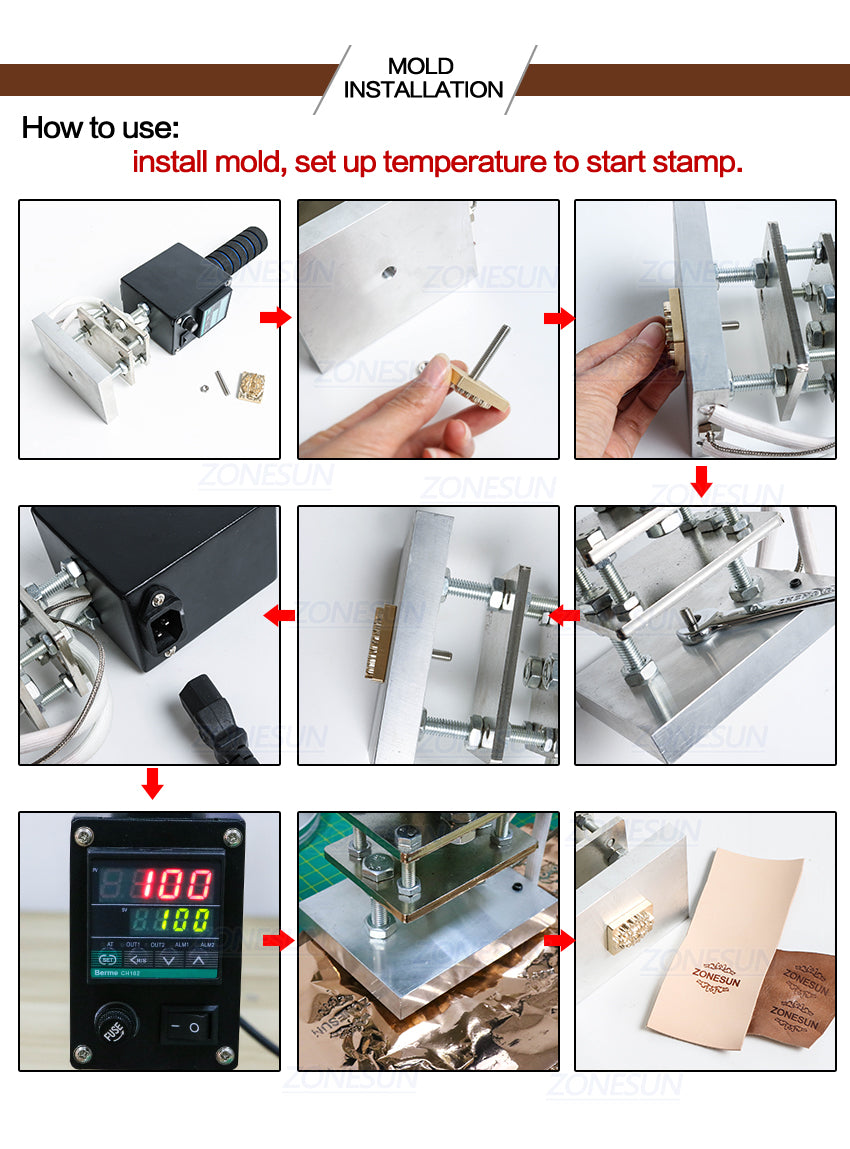 Cómo instalar el molde de la máquina de marca portátil