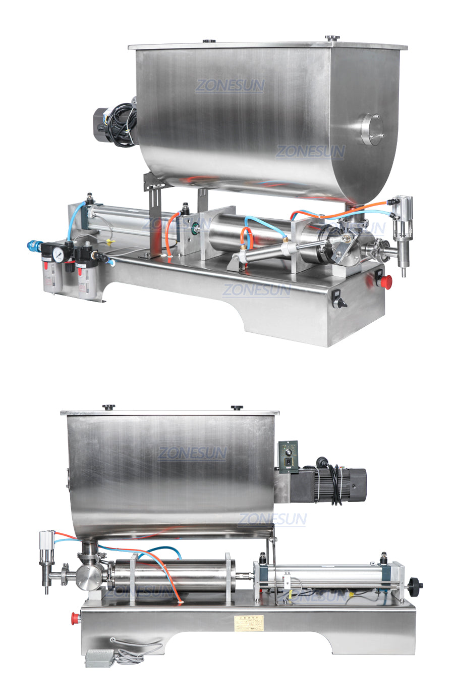 Máquina de llenado de pasta neumática ZONESUN con mezclador