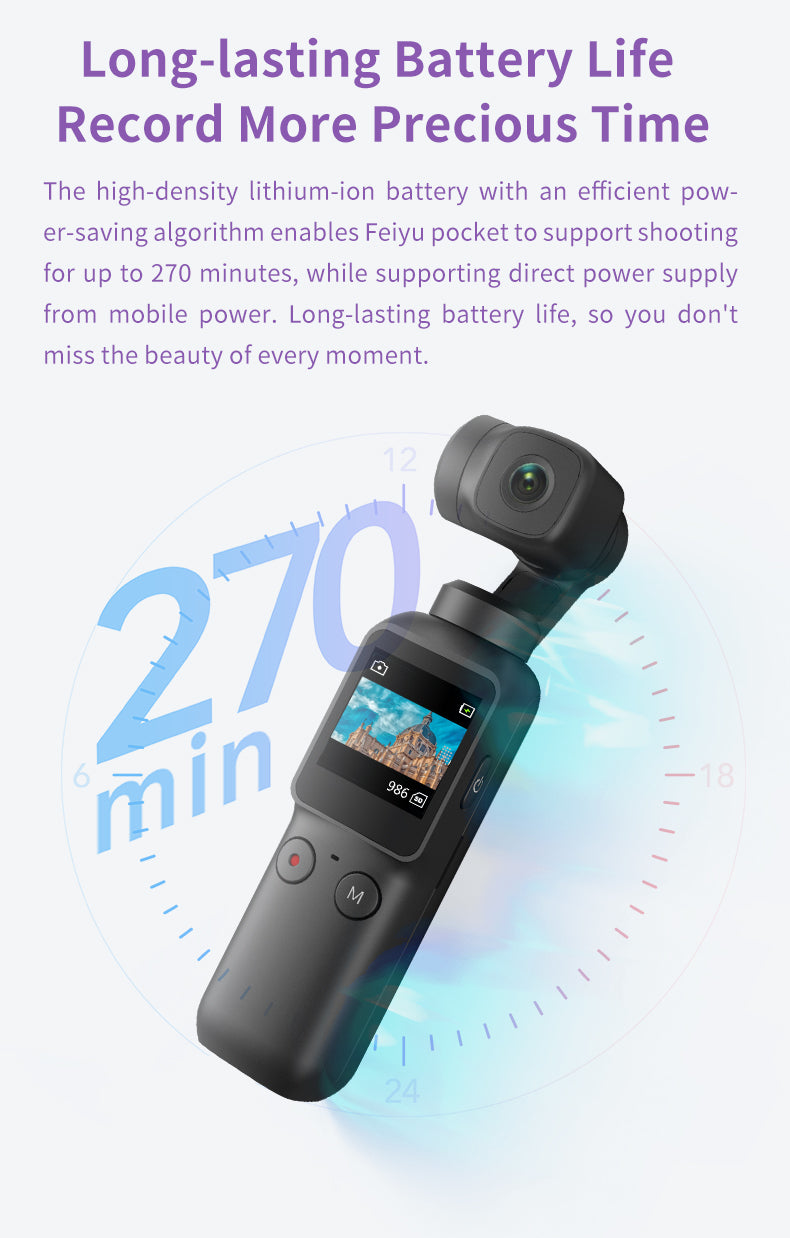 Feiyu pocket Tiny 4K 6-axis Handheld Stabilized Gimbal Camera 