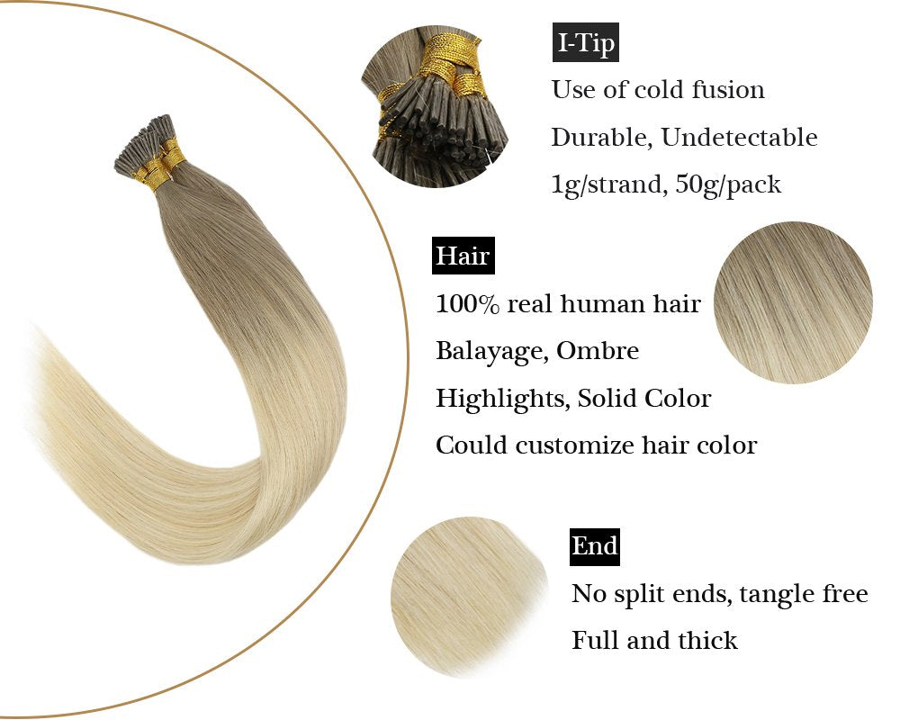 Balayage Blonde Keratin I Tip Human Hair Extensions