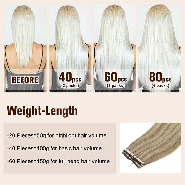 tape in real human hair extensions weight-length