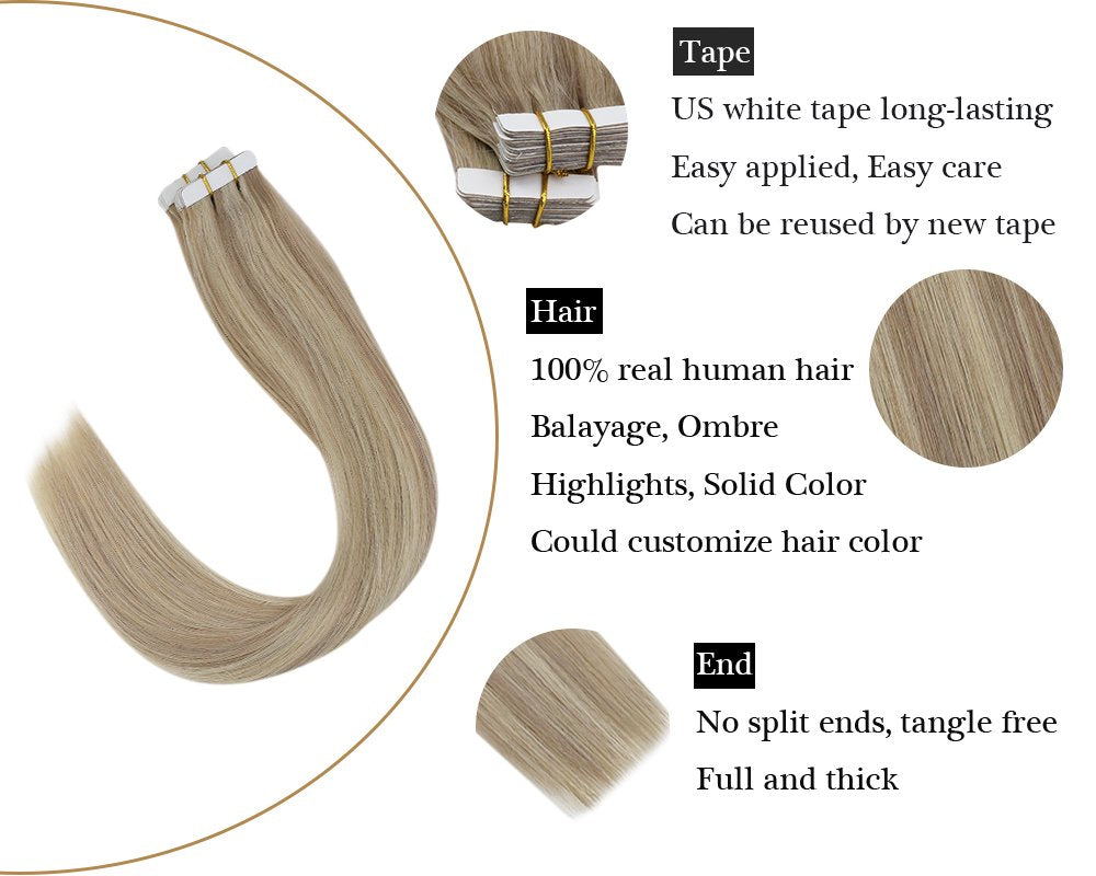 Highlights Tape in Blonde Human Hair Extension