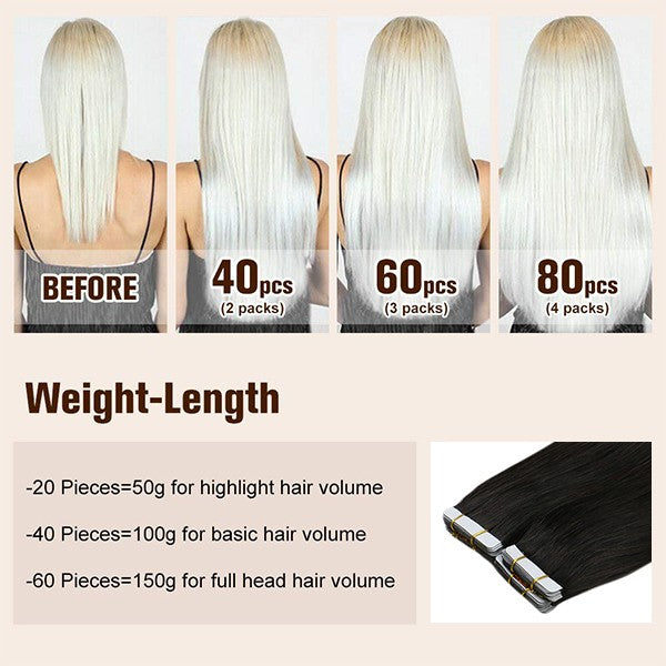 tape in real human hair extensions weight-length