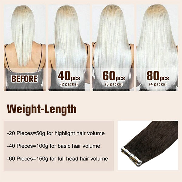 tape in real human hair extensions weight-length