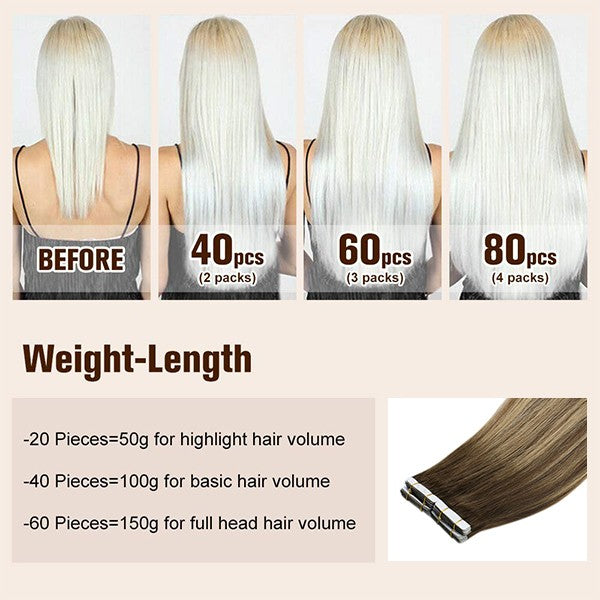 tape in real human hair extensions weight-length