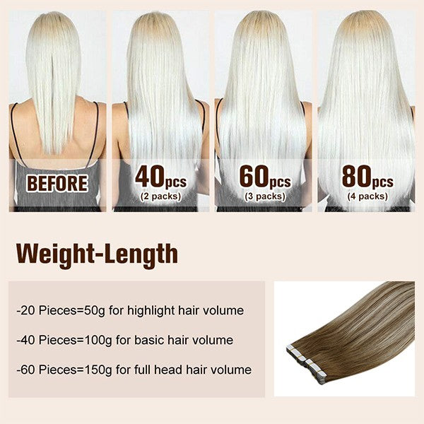 tape in real human hair extensions weight-length