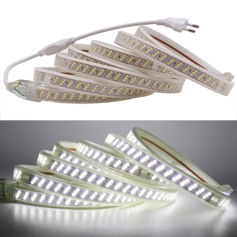 Before you order it, please look at the description , thank you Kindly note: 1) when you buy " 15m" or "20m " or "50m " or "100m" of led strip, we will ship them to you via DHL/UPS/EMS or other express shipping, If there are any duty or Vat in your local Customs, please pay them, thank you. 2) " 10pcs Clips only" only include 10pcs plastic clips , not included led strip; 3) All led strip come with 1pc power plug and some pieces of plastic clips (each meter led strip with 1pcs clip), if you need extra power plug and clips, please buy "1pc power plug only" and "10pcs clips only" Features: 1) Crystal Clear PVC Tubing for Durable Use and Brighter 2) Cuttable Every 50CM (approximately 20 inches)(At Marked Intervals) 3) Maximum extension length: 164ft/100M/Roll 4) Easily to Bend into Any Shape 5) Energy-Saving and Longer-life 6) High Flexibility, Temperature Sustainability, and UV Resistance Specifications: 1) LED Type: Three Row SMD 2835 led strip Dimmable (New Materials) 2) LED Quantity: 276 LEDs Per Meter 3) Color: Cold White / Warm White 4) Working Input Voltage: 220V - 240V 5) Super brightness 6) Grade of Waterproof: IP67 7) Working Temperature: -20 to 50 8) W20mm X T7mm , PCB size: 15mm 9) Certification: CE & RoHS 10) Great for home decoration Package include: According to the items you buy