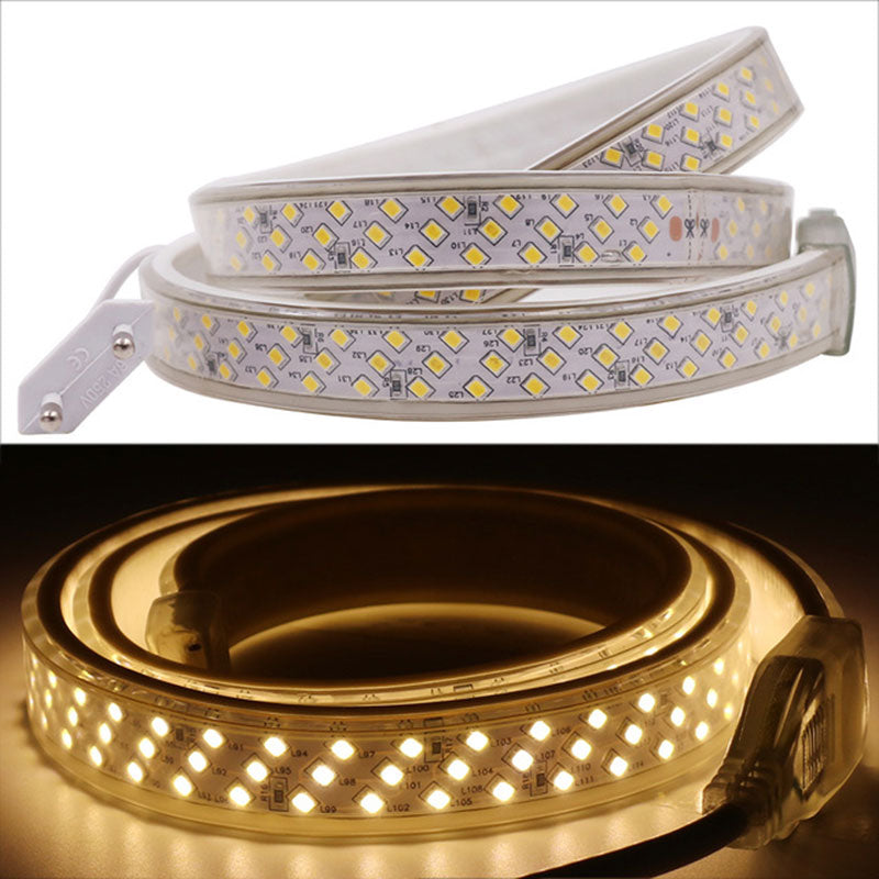 Before you order it, please look at the description , thank you Kindly note: 1) when you buy " 15m" or "20m " or "50m " or "100m" of led strip, we will ship them to you via DHL/UPS/EMS or other express shipping, If there are any duty or Vat in your local Customs, please pay them, thank you. 2) " 10pcs Clips only" only include 10pcs plastic clips , not included led strip; 3) All led strip come with 1pc power plug and some pieces of plastic clips (each meter led strip with 1pcs clip), if you need extra power plug and clips, please buy "1pc power plug only" and "10pcs clips only" Features: 1) Crystal Clear PVC Tubing for Durable Use and Brighter 2) Cuttable Every 50CM (approximately 20 inches)(At Marked Intervals) 3) Maximum extension length: 164ft/100M/Roll 4) Easily to Bend into Any Shape 5) Energy-Saving and Longer-life 6) High Flexibility, Temperature Sustainability, and UV Resistance Specifications: 1) LED Type: Three Row SMD 2835 led strip Dimmable (New Materials) 2) LED Quantity: 276 LEDs Per Meter 3) Color: Cold White / Warm White 4) Working Input Voltage: 220V - 240V 5) Super brightness 6) Grade of Waterproof: IP67 7) Working Temperature: -20 to 50 8) W20mm X T7mm , PCB size: 15mm 9) Certification: CE & RoHS 10) Great for home decoration Package include: According to the items you buy