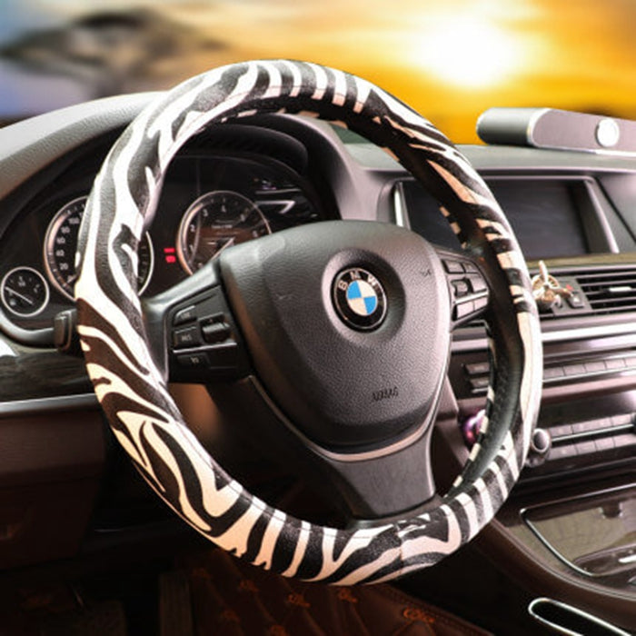 Zebra Print Universal Cute Car Steering Wheel Covers-M79