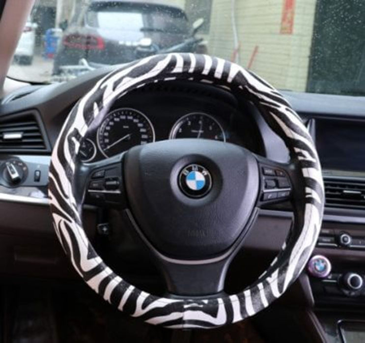 Zebra Print Universal Cute Car Steering Wheel Covers-M79