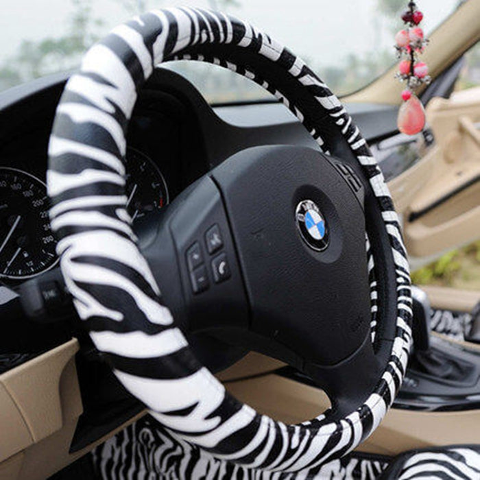 Zebra Print Universal Cute Car Steering Wheel Covers-M79