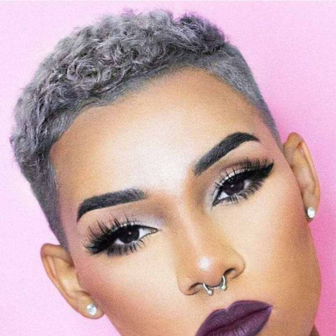 short grey curly pixie cut hair style for black women