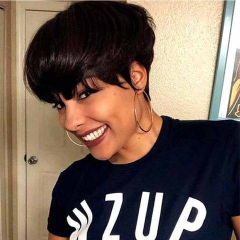 black straight pixie cut for black women