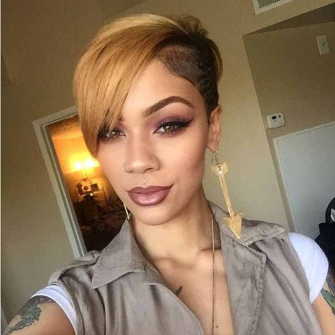 ombre brown pixie cut wig for black women