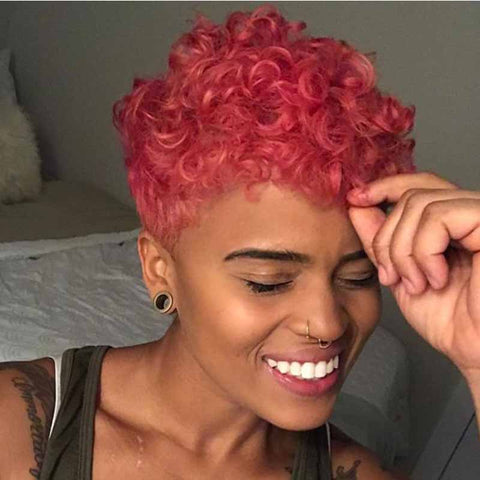 red curly pixie cut for black women
