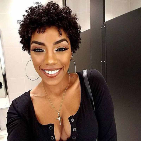 short black pixie cut curly for black women