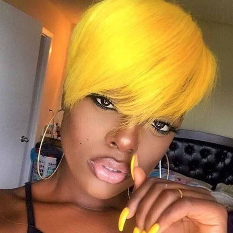yellow color pixie cut hair styles for black women