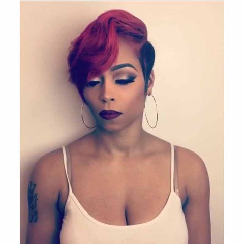 red ombre pixie cut hairstyle for black women