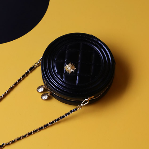 circle leather handbag round leather purse leather round bag