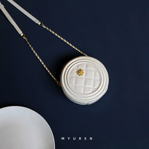 circle leather handbag round leather purse leather round bag