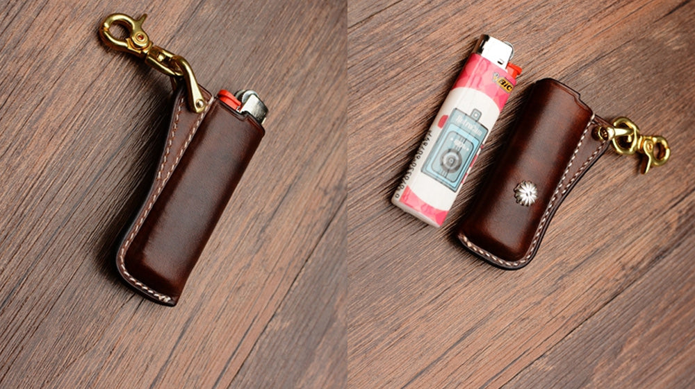 Lighter Cover With Keyring Made for BIC Lighters Leather Case 