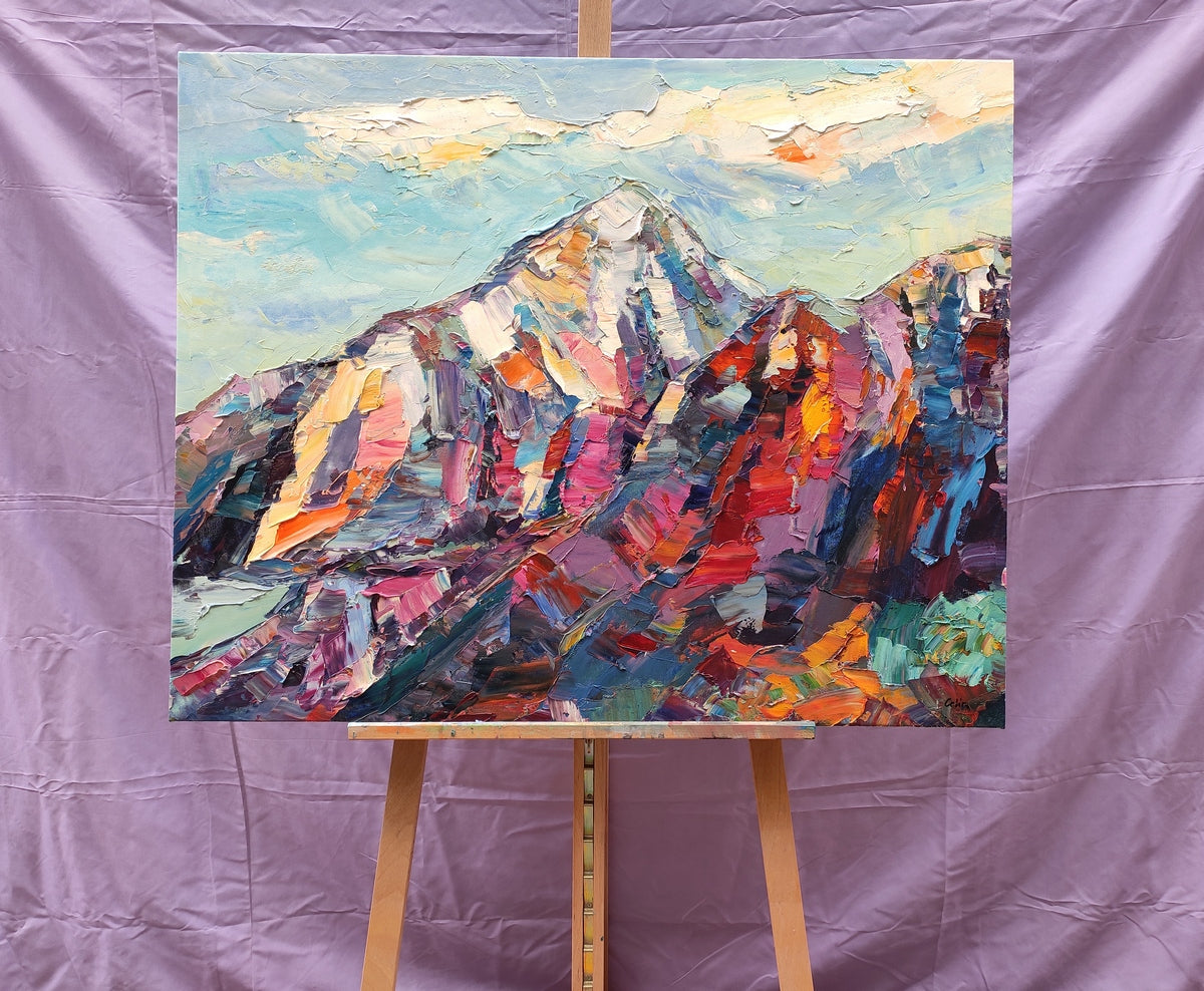 Abstract Landscape Art, Canvas Wall Art, Custom Landscape Oil Painting, Mountain Landscape Painting